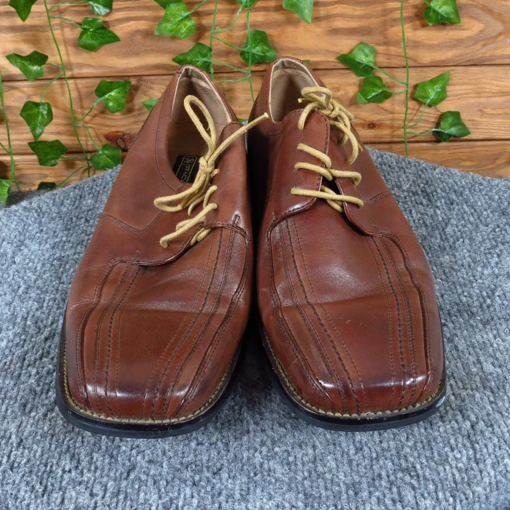 Stacy Adams Men Casual Bicycle Toe Oxford‎ Shoe Size 9 Wide Brown Leather